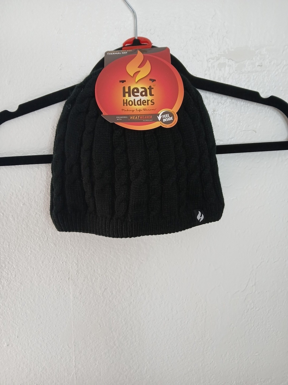 Heat Holders Black Cable-Knit Thermal Hat